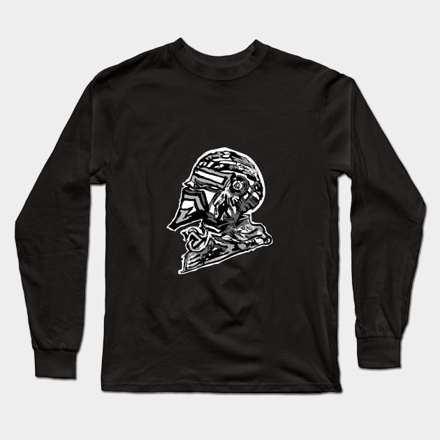 Black and white Sci fi  Robot Design Long Sleeve T-Shirt by Jimbruz Store